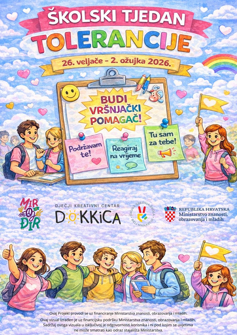 DOKKICA i Druga srednja škola Beli Manastir obilježavaju Dan prevencije vršnjačkog nasilja: više od 200 učenika u „Ružičastom satu tolerancije“